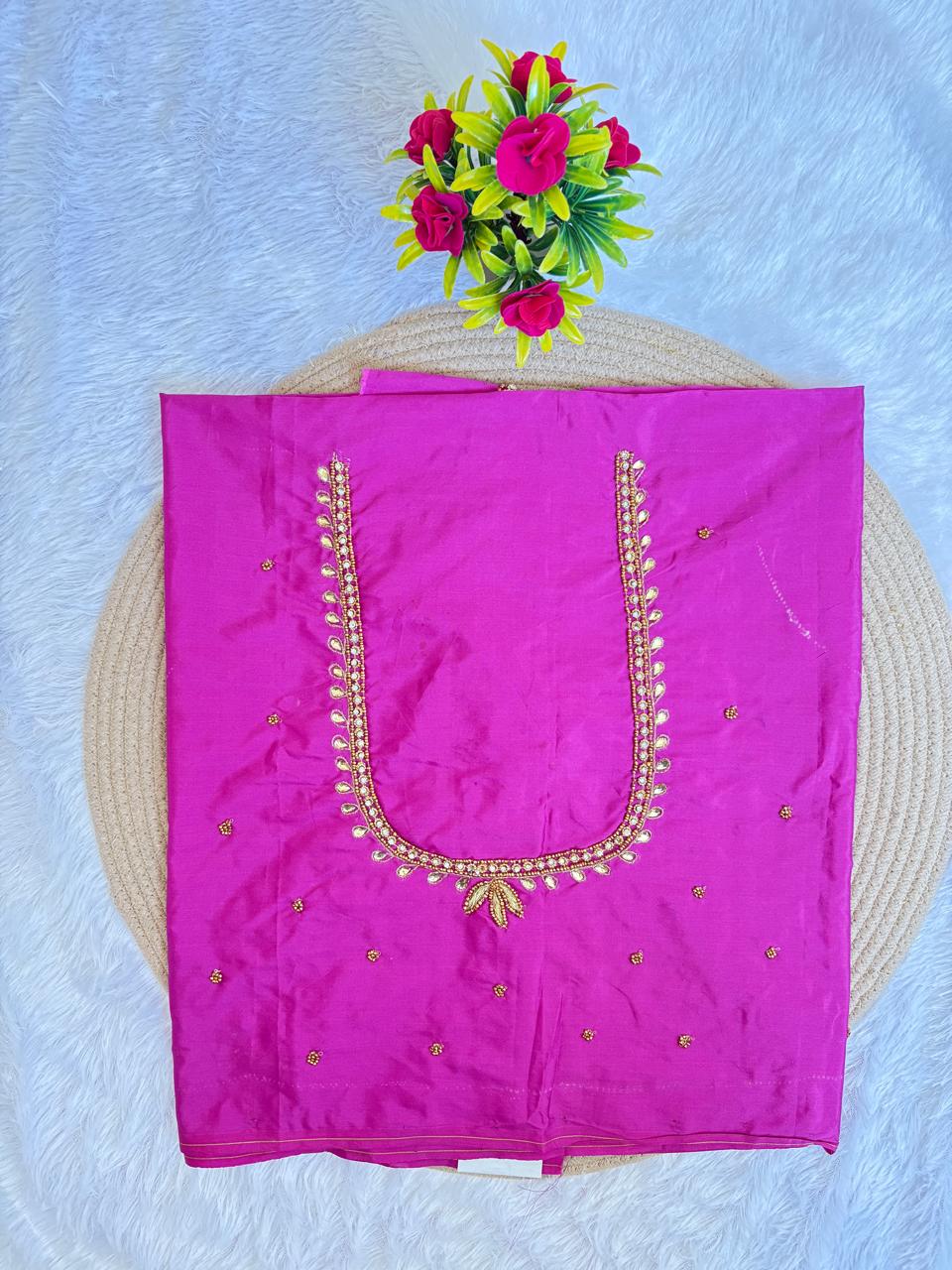 HKRF05 Magenta Pink Maggam Work Blouse