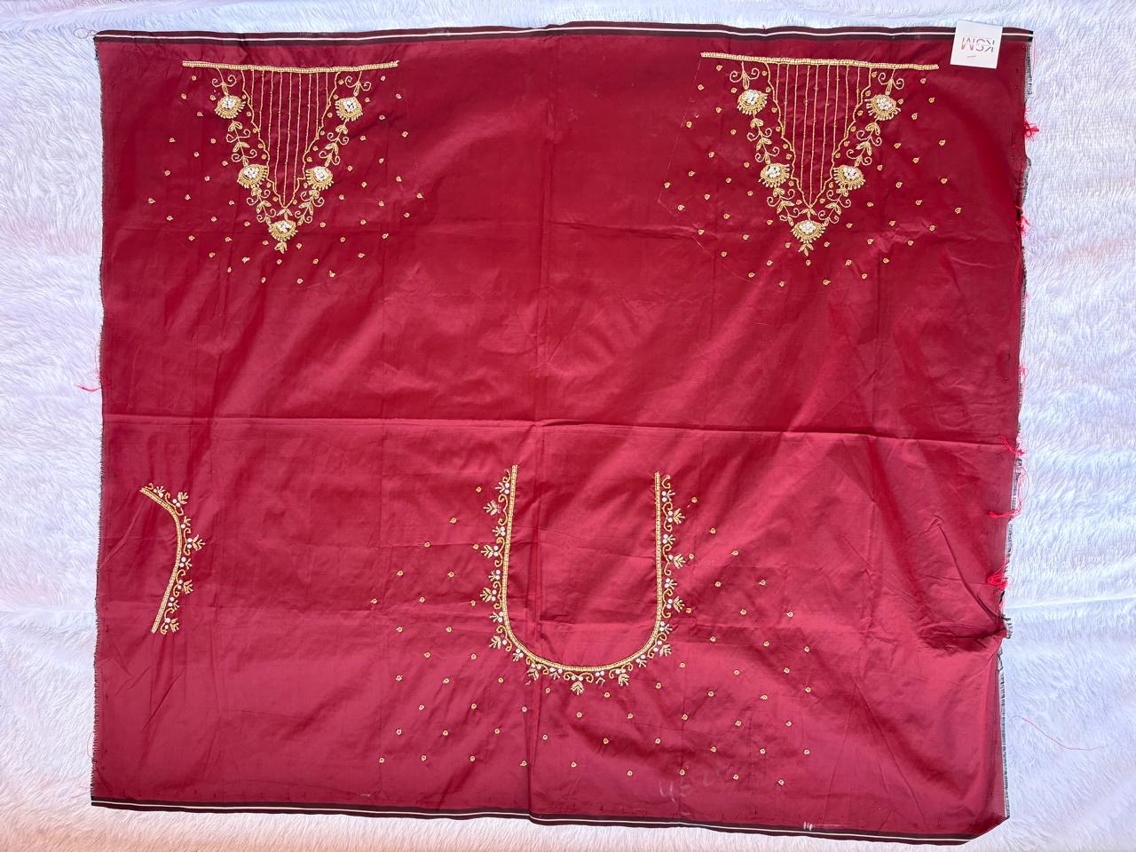 HKK13 Brown Maggam Work Blouse