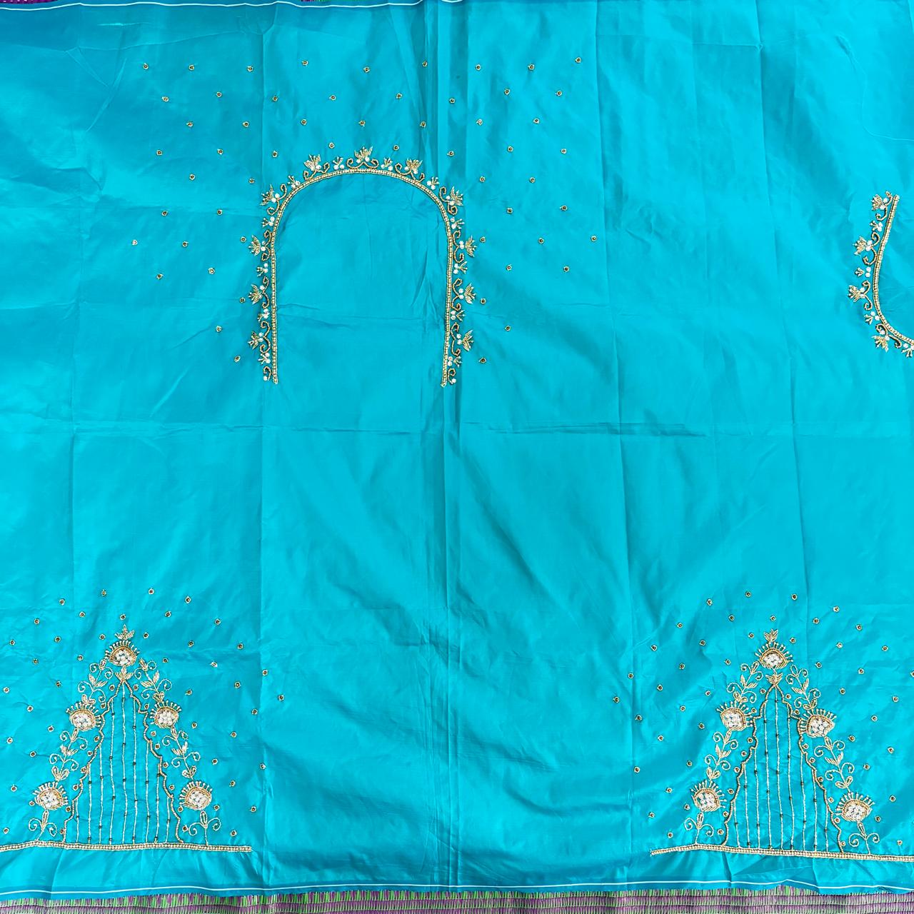 HKK09 Rama Green Maggam Work Blouse