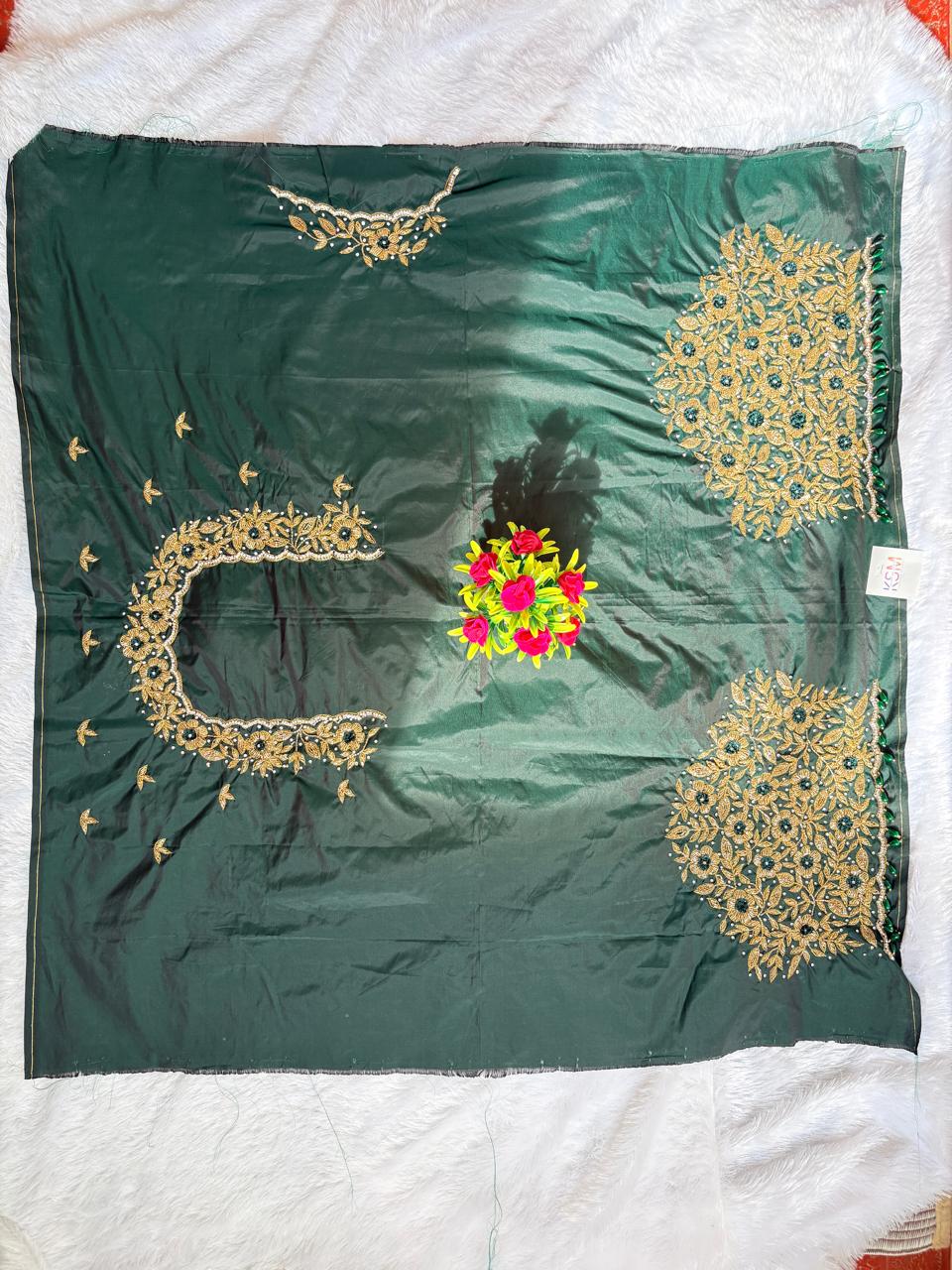 HKRF33 Dark Green Maggam Work Blouse