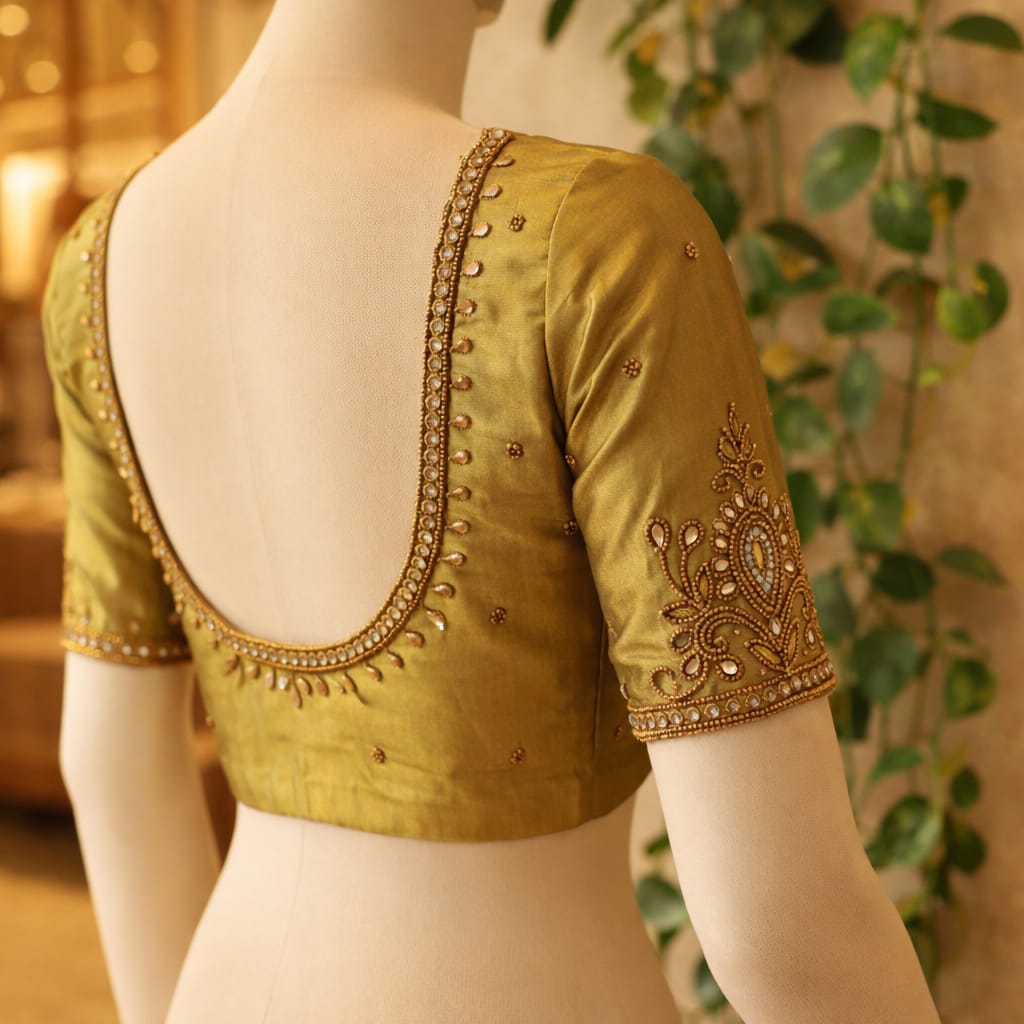 HKRF04 Gold Maggam Work Blouse