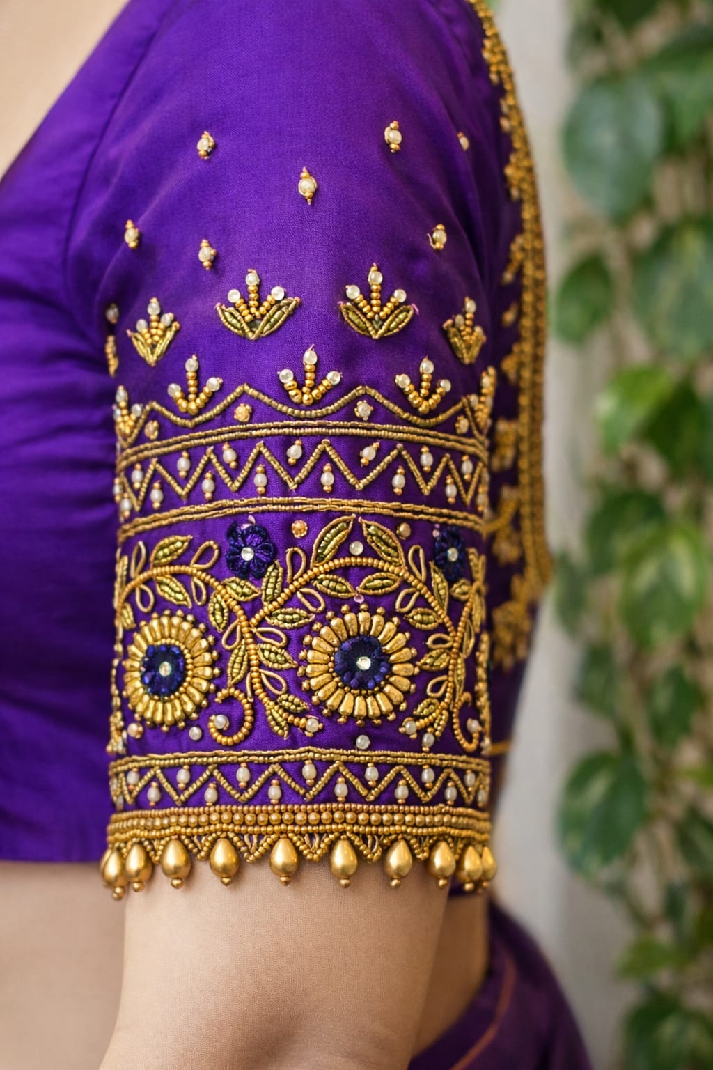 HKRF36 purple Heavy Maggam Work Blouse