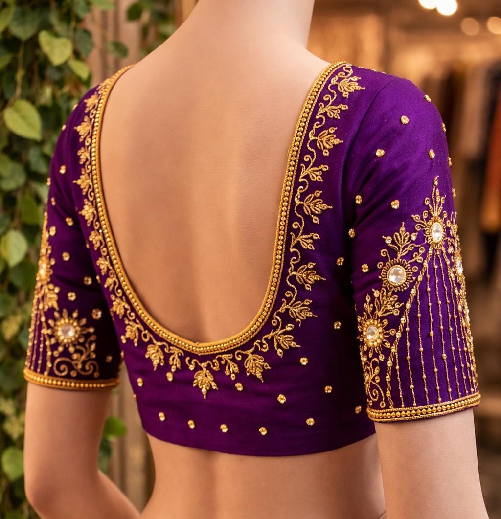 HKK12 purple Maggam Work Blouse