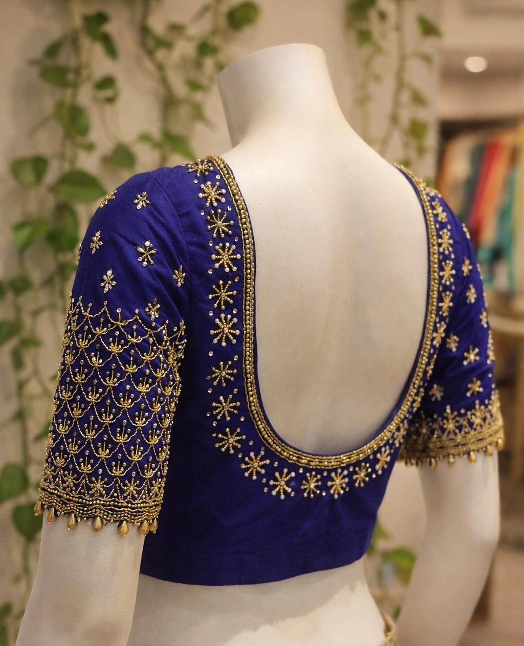 HKRF23 Royal Blue Maggam Work Blouse