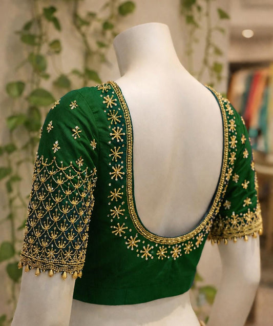 HKRF20 Green Maggam Work Blouse