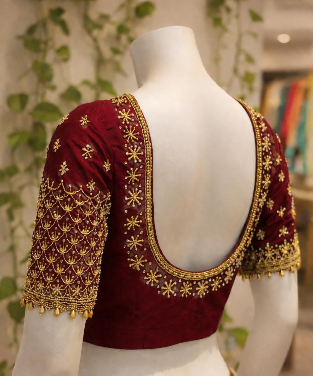 HKRF21 Brown Maggam Work Blouse