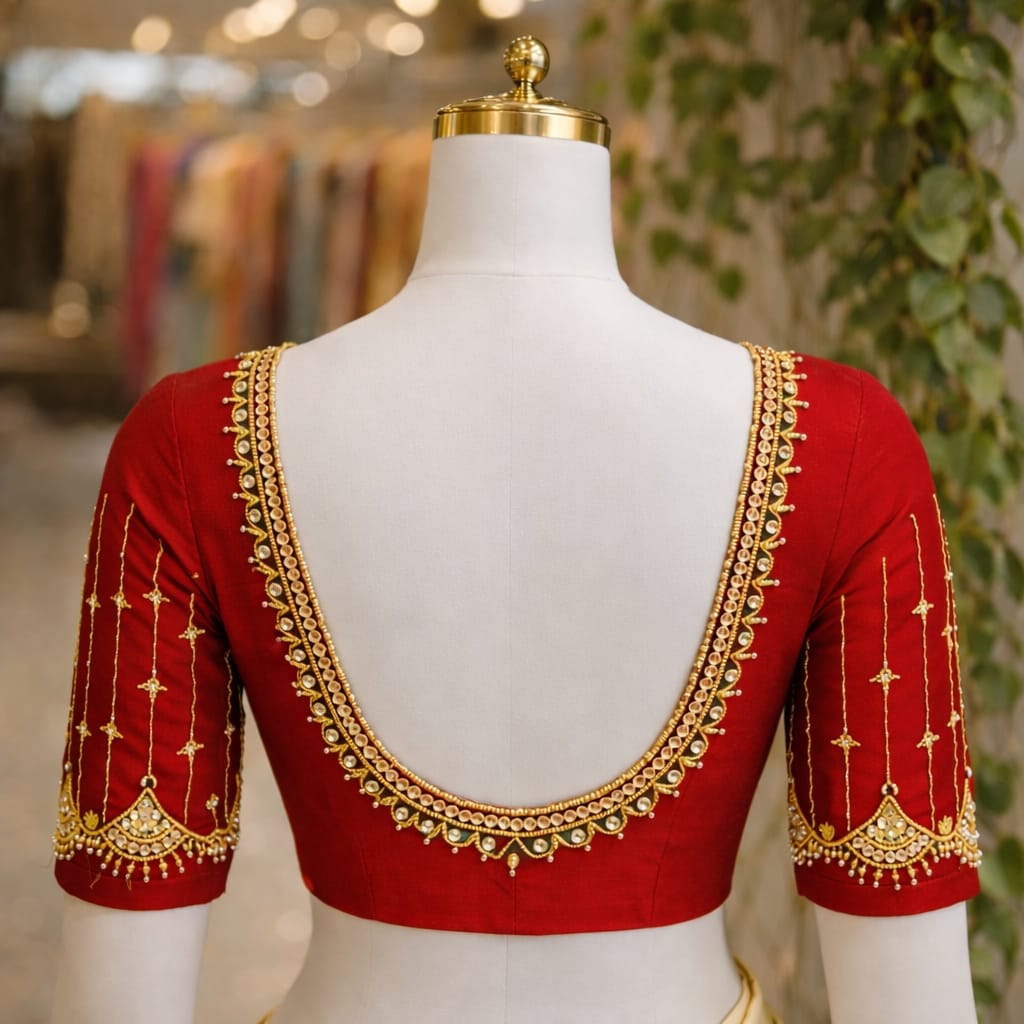 HKK06 Red Maggam Work Blouse