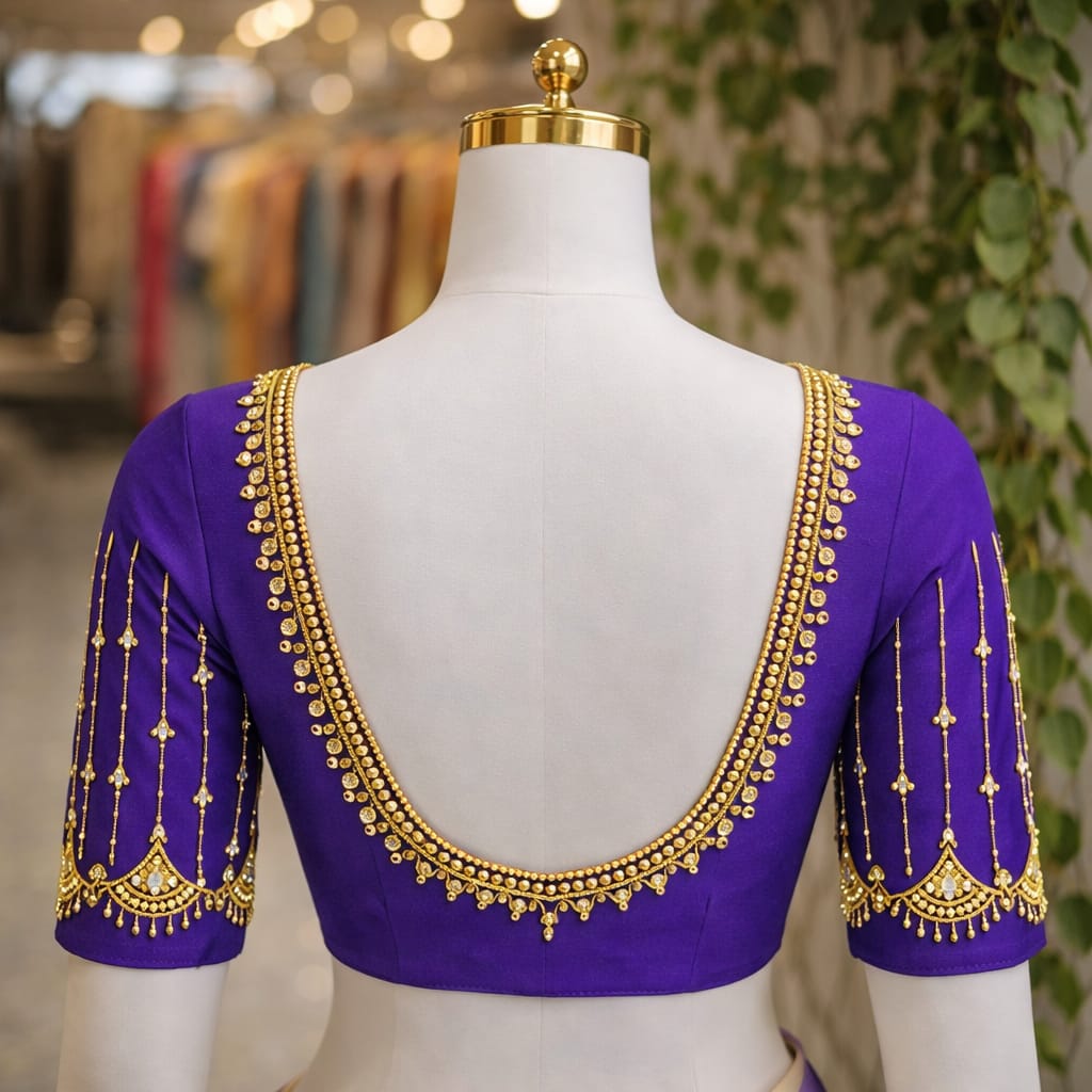 HKK01 purple Maggam Work Blouse