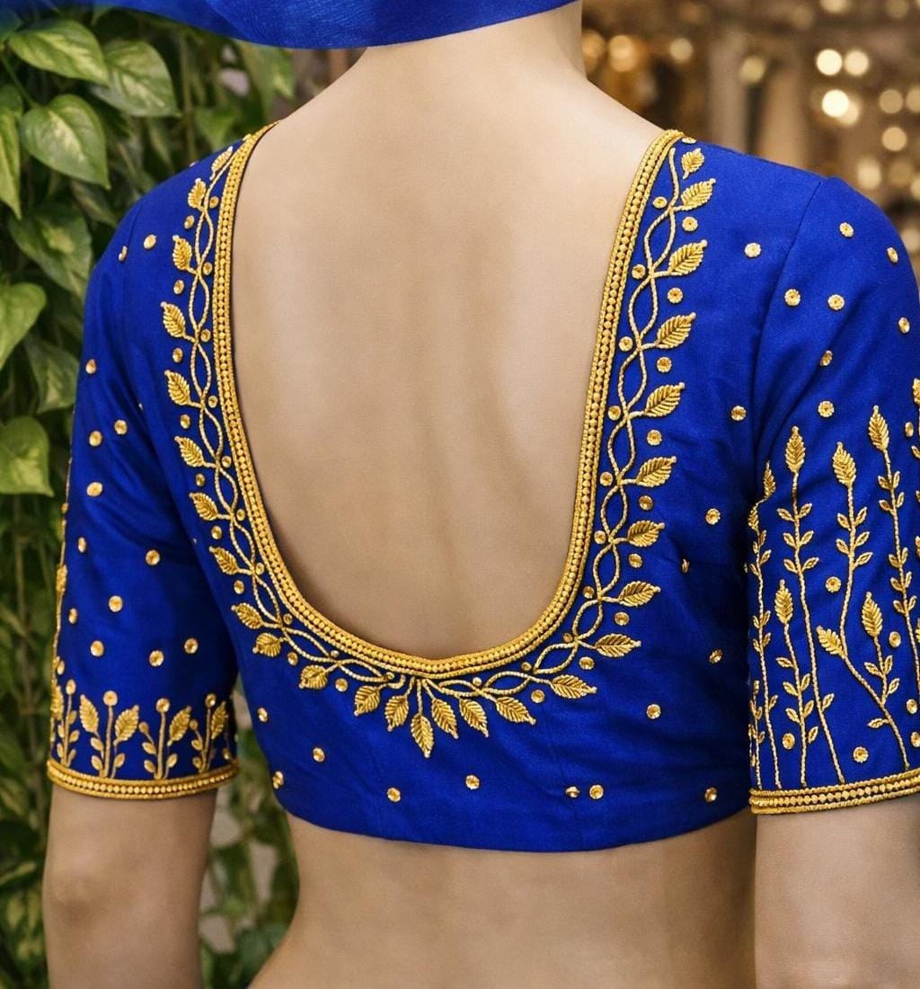 HKRF16 Dark blue Maggam work blouse