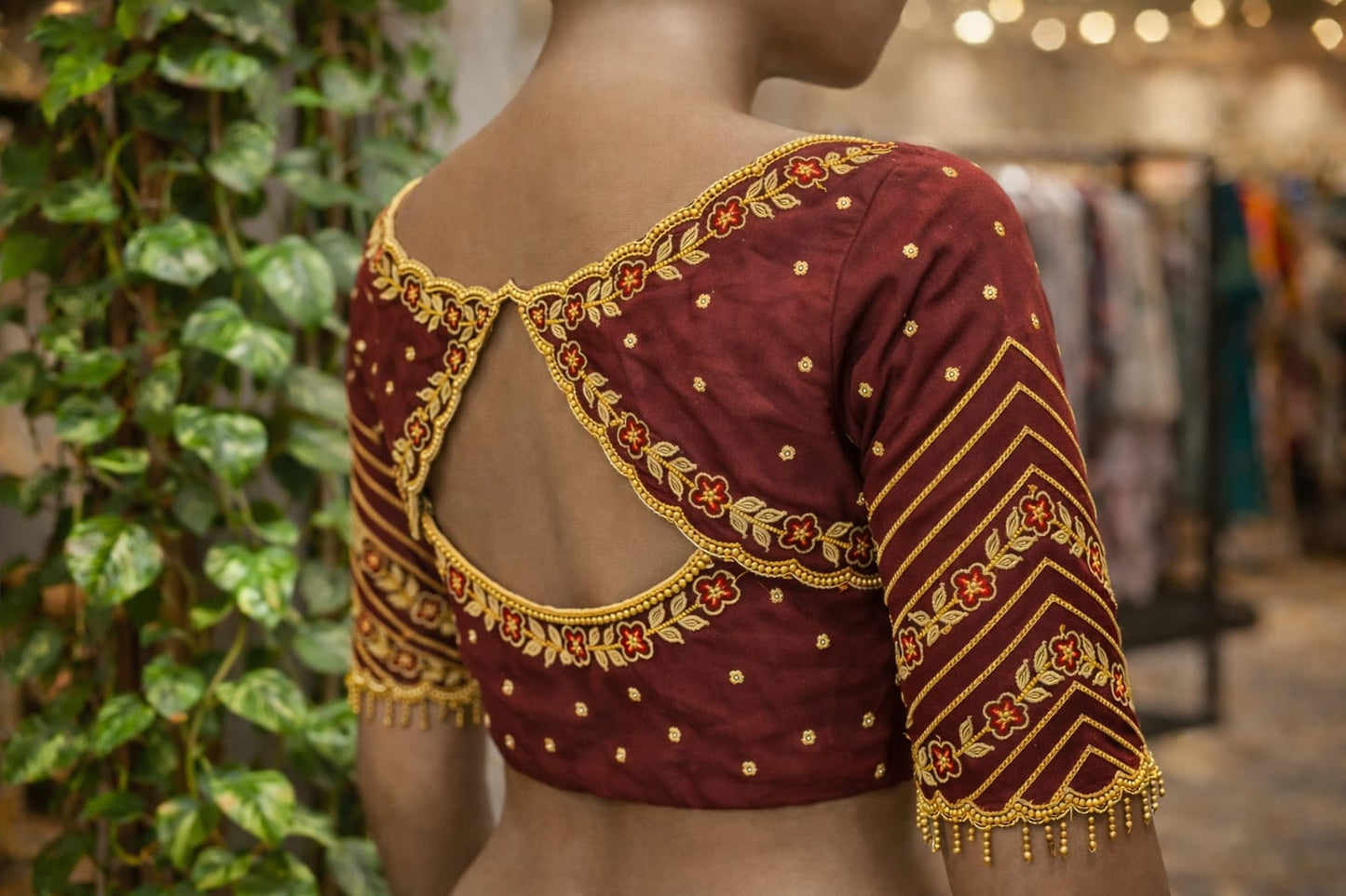 HKK23 Boatneck Maggam Work Blouse