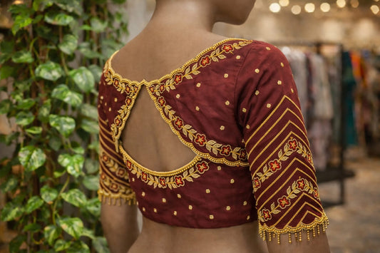 HKK23 Boatneck Maggam Work Blouse