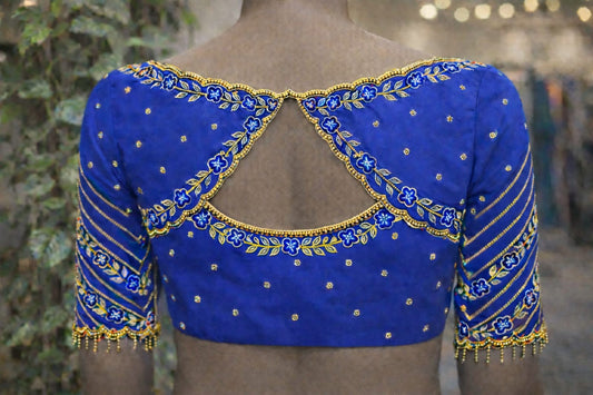 HKK24 Boat neck Heavy Maggam Work Blouse