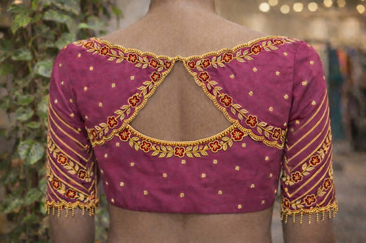 HKK27 Boat neck Heavy Maggam Work Blouse