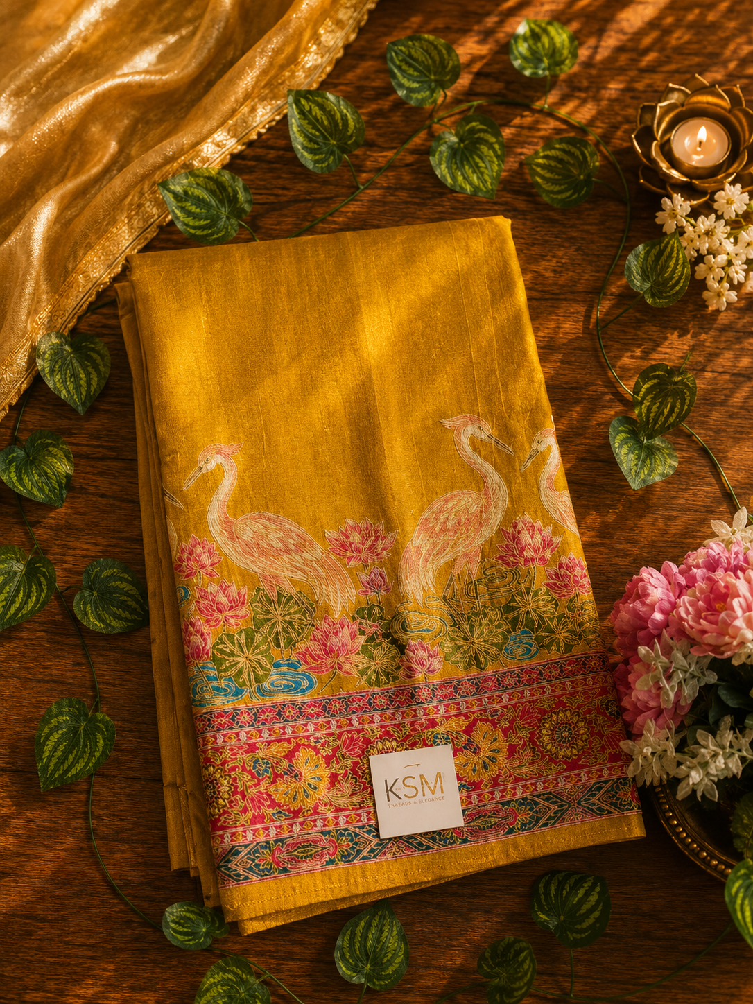 Yellow Pashmina Kashmir Emporium Signature Rankad Saree HK25