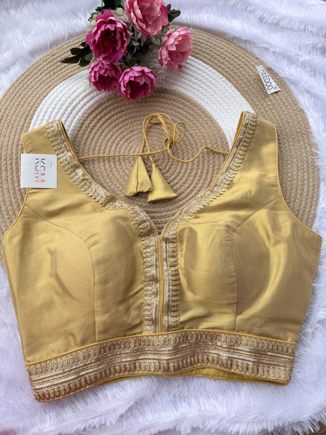 Golden Embroidered Designer Blouse HK1299