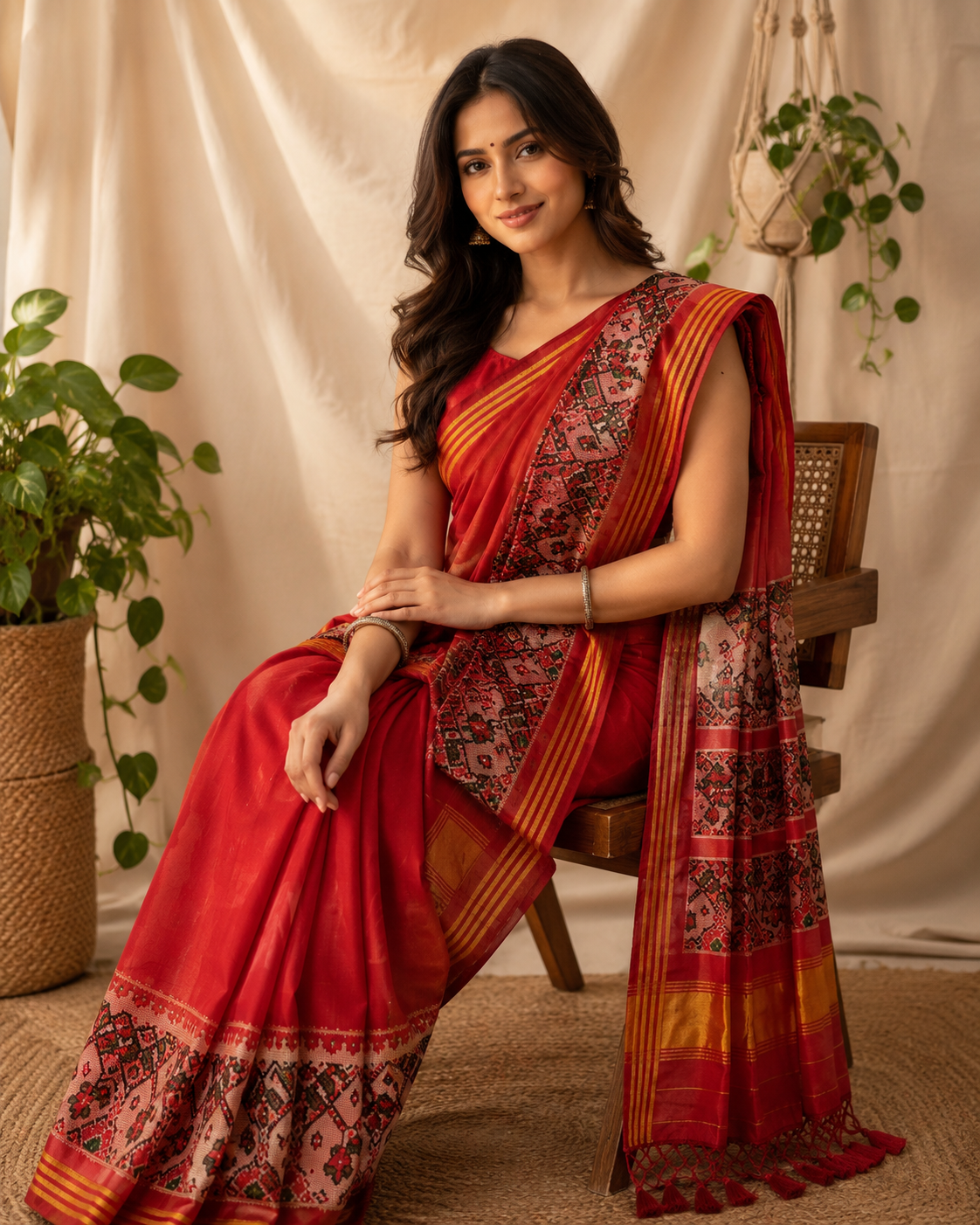 Red Patola Pattu Silk Saree for Women HK31