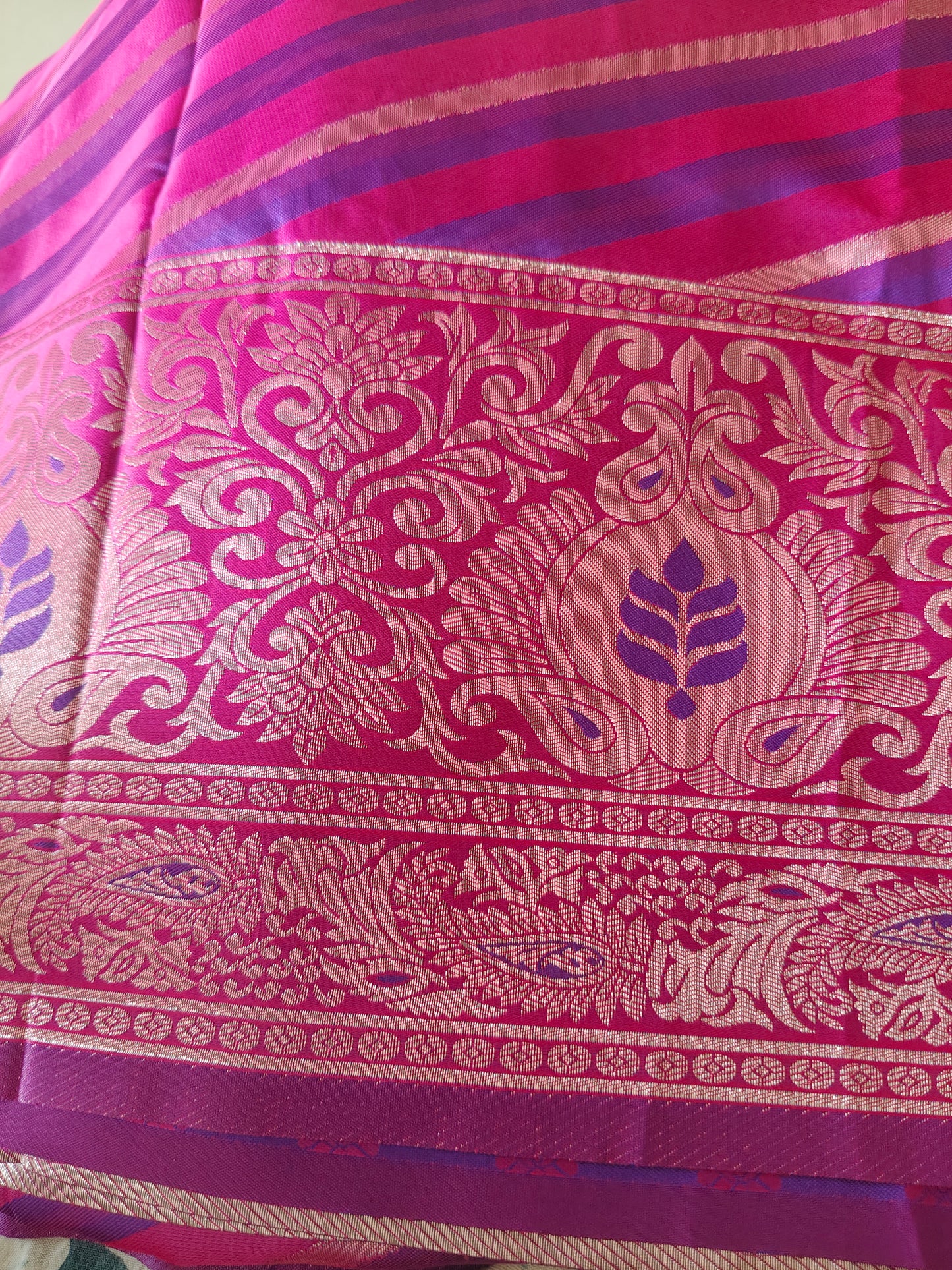 Radiant Pink & Royal Purple Kanchipuram-Inspired Silk Saree KSM31