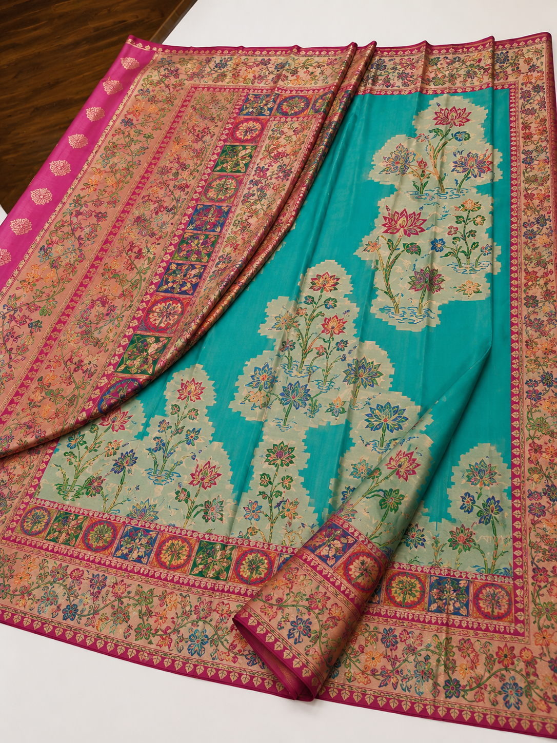 Blue Pashmina Kashmir Emporium Signature Rankad Saree KSM30